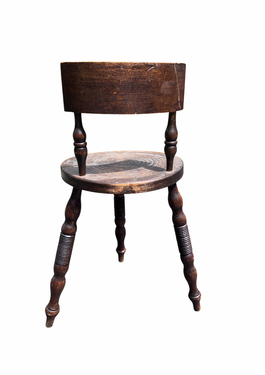 Turned Oak Three Legged Stool