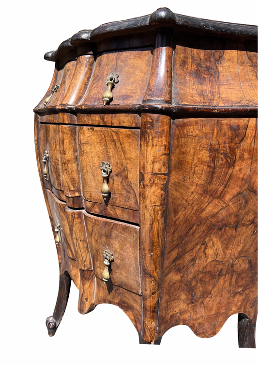Antique Walnut Bombe Commode