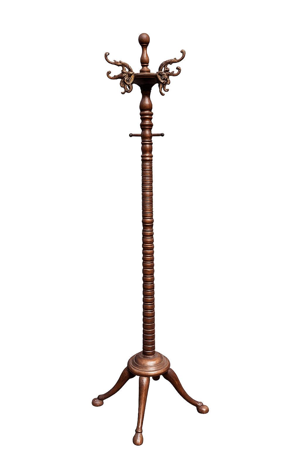 Victorian Mahogany Coat Rack with Ram Feet