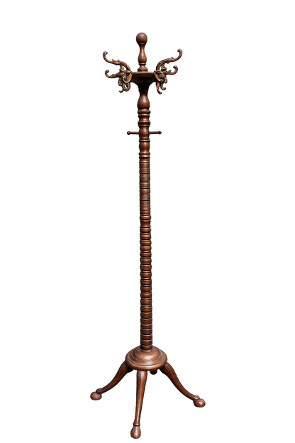 Victorian Mahogany Coat Rack with Ram Feet