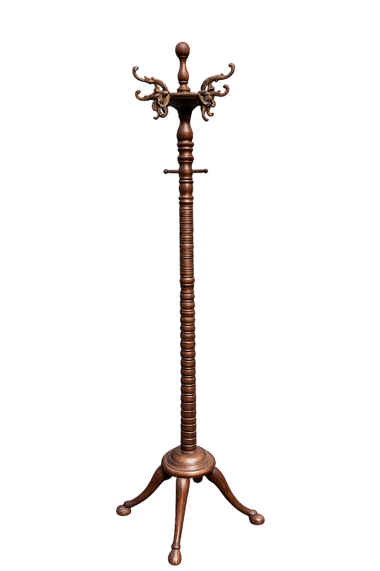 Victorian Mahogany Coat Rack with Ram Feet
