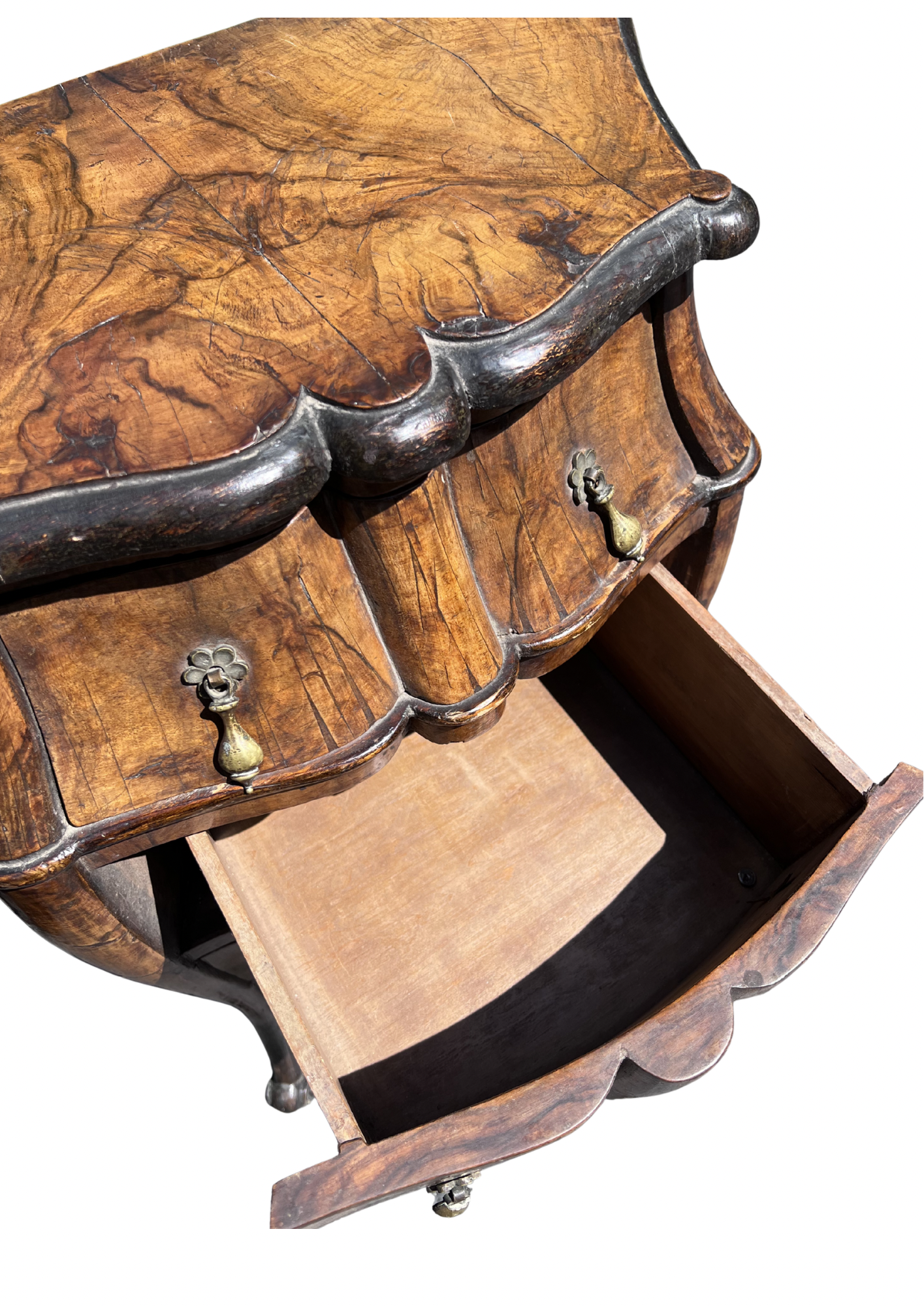 Antique Walnut Bombe Commode