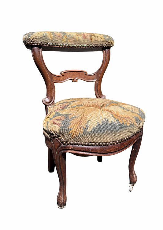 Antique Victorian Needlepoint Side Chair