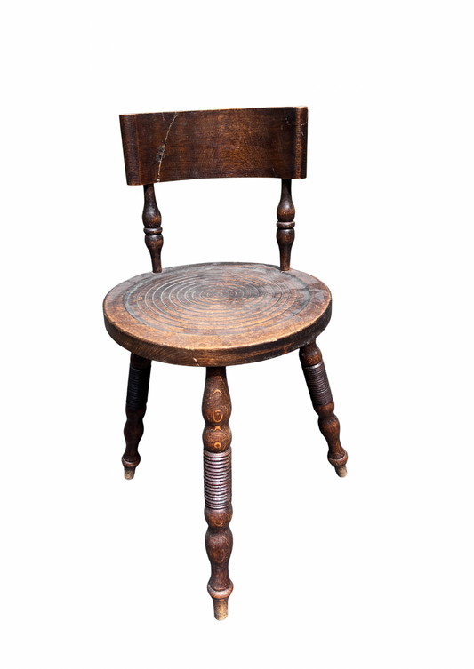 Turned Oak Three Legged Stool