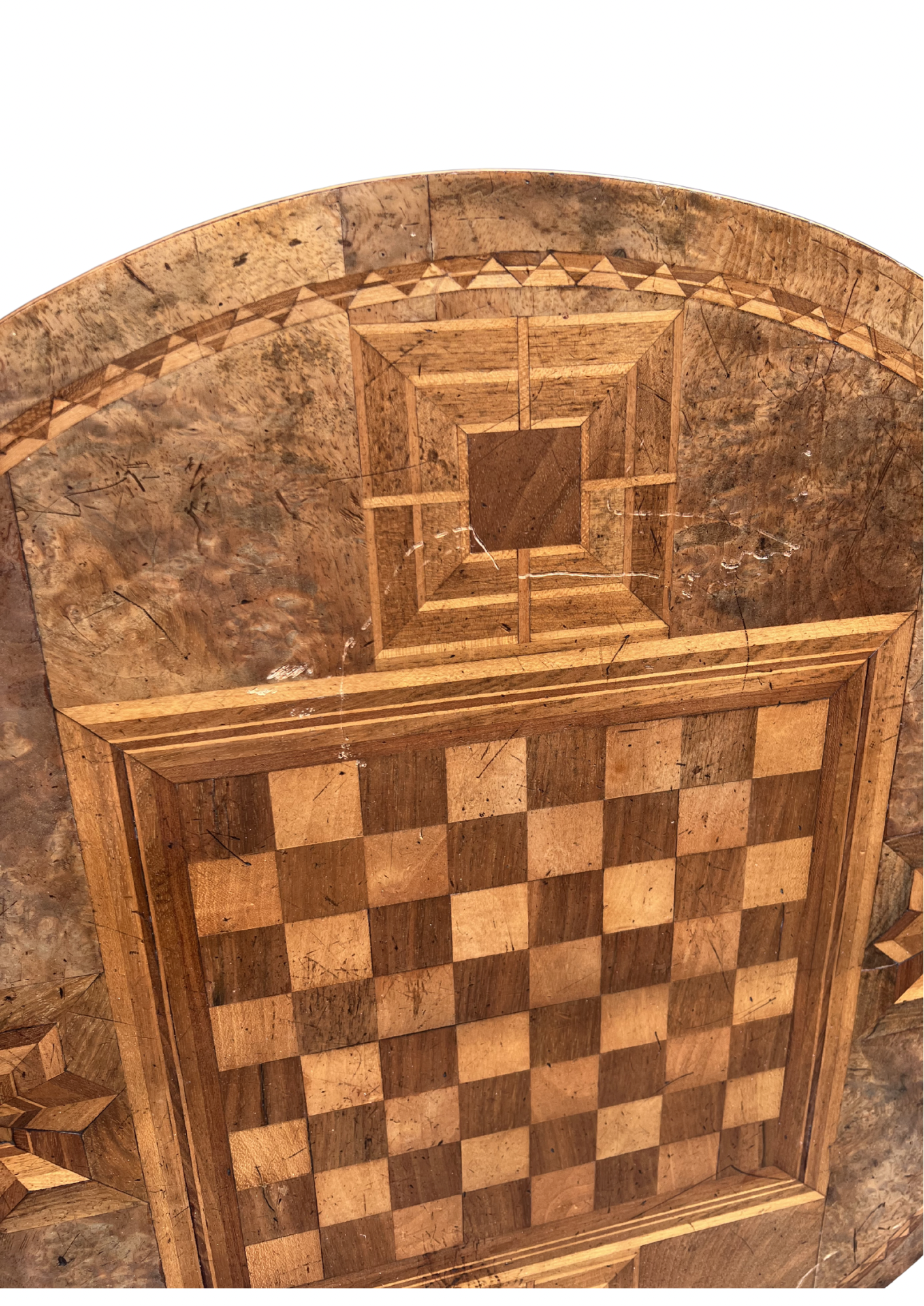 Antique Marquetry Chess Game Table