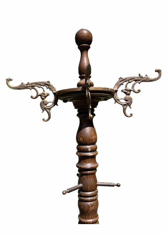 Victorian Mahogany Coat Rack with Ram Feet