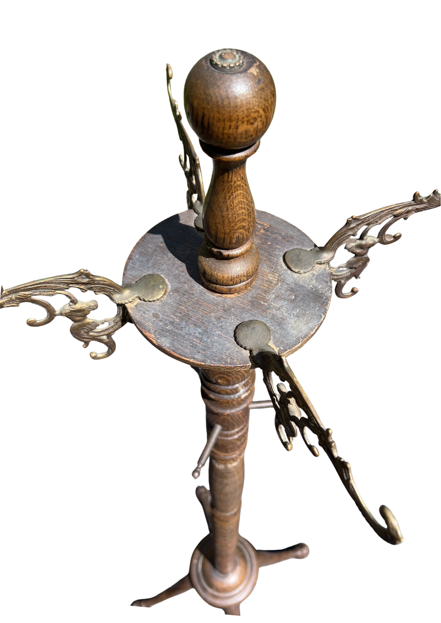 Victorian Mahogany Coat Rack with Ram Feet