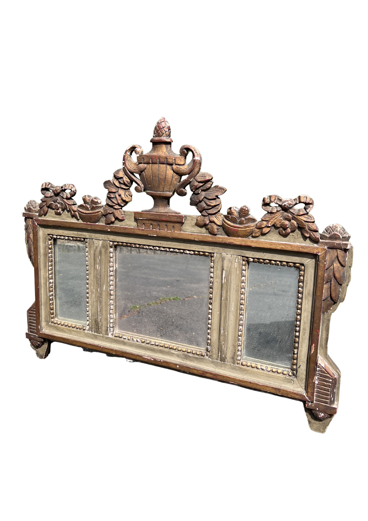 Antique Neoclassical Three-Panel Mirror