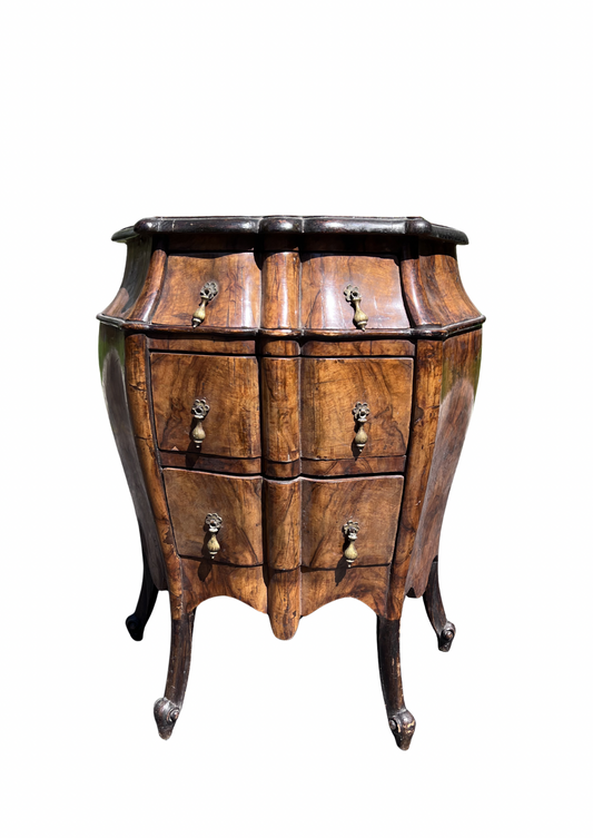 Antique Walnut Bombe Commode
